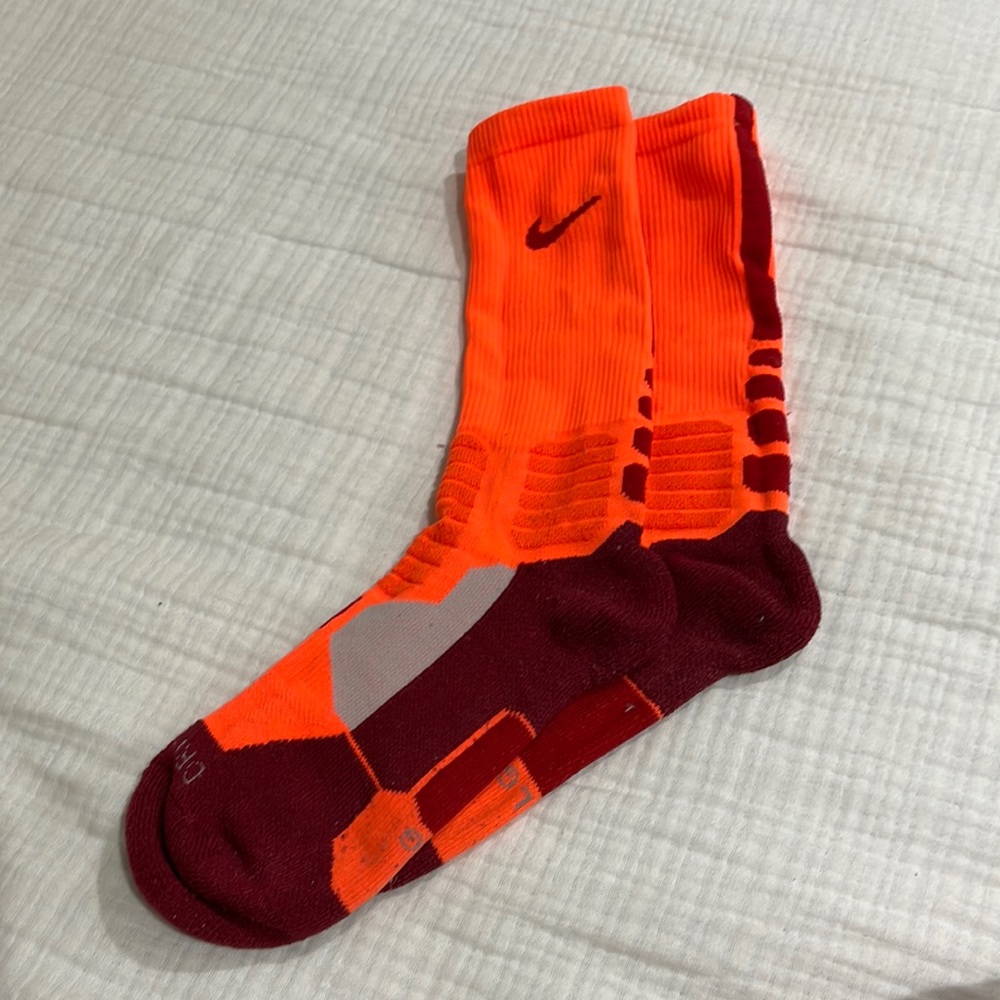 orange and burgundy nike elite basketball socks!